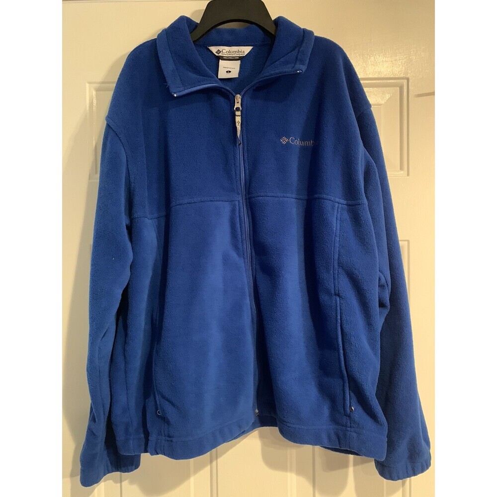 Columbia Fleece Men's Royal Blue Jacket W/ Zipper Pockets Size Large
